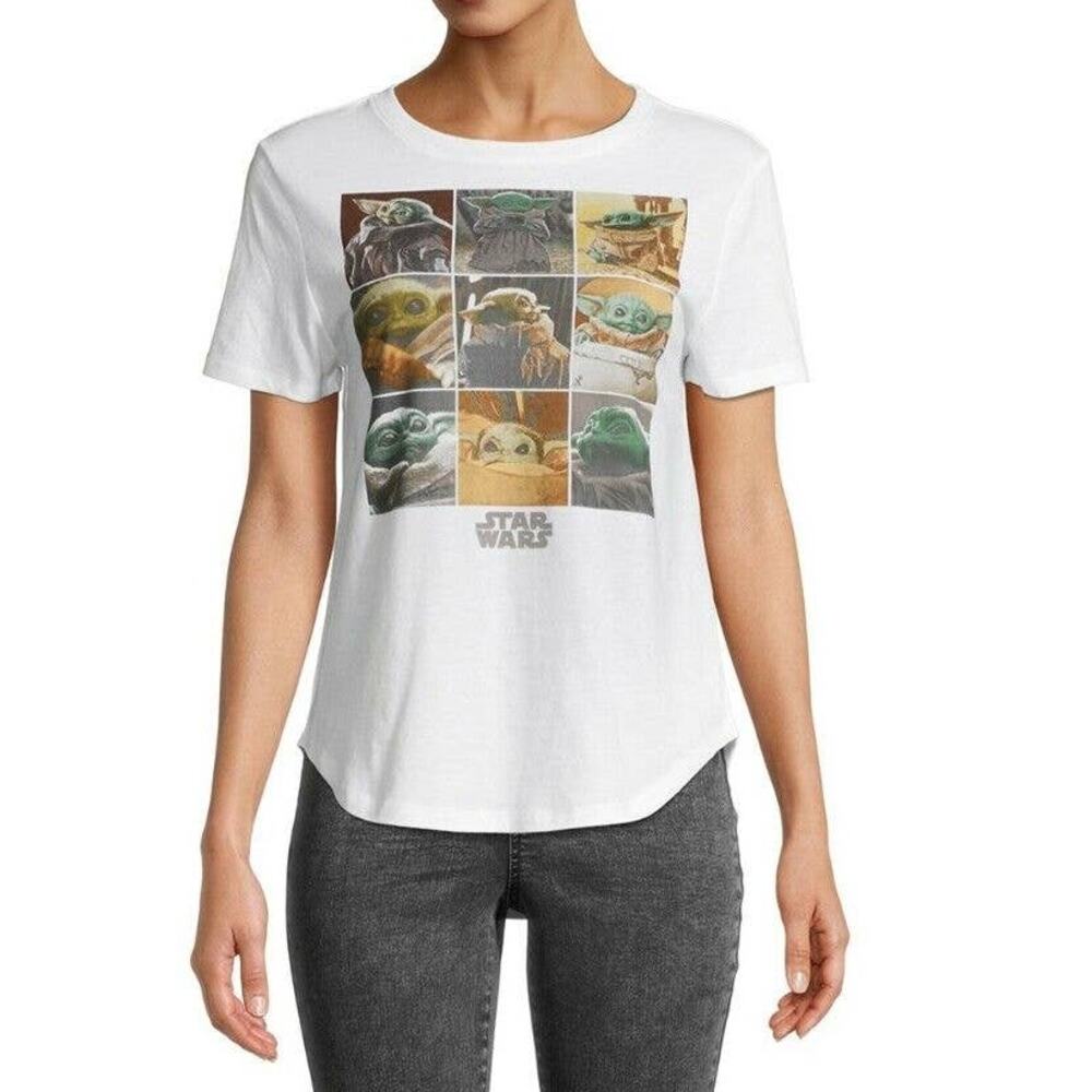 Star Wars Womens White Mandalorian The Child T-Shirt Short Sleeve NEW 2XL